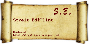 Streit Bálint névjegykártya