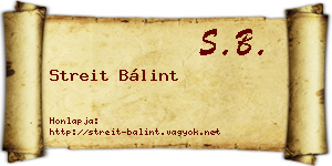 Streit Bálint névjegykártya